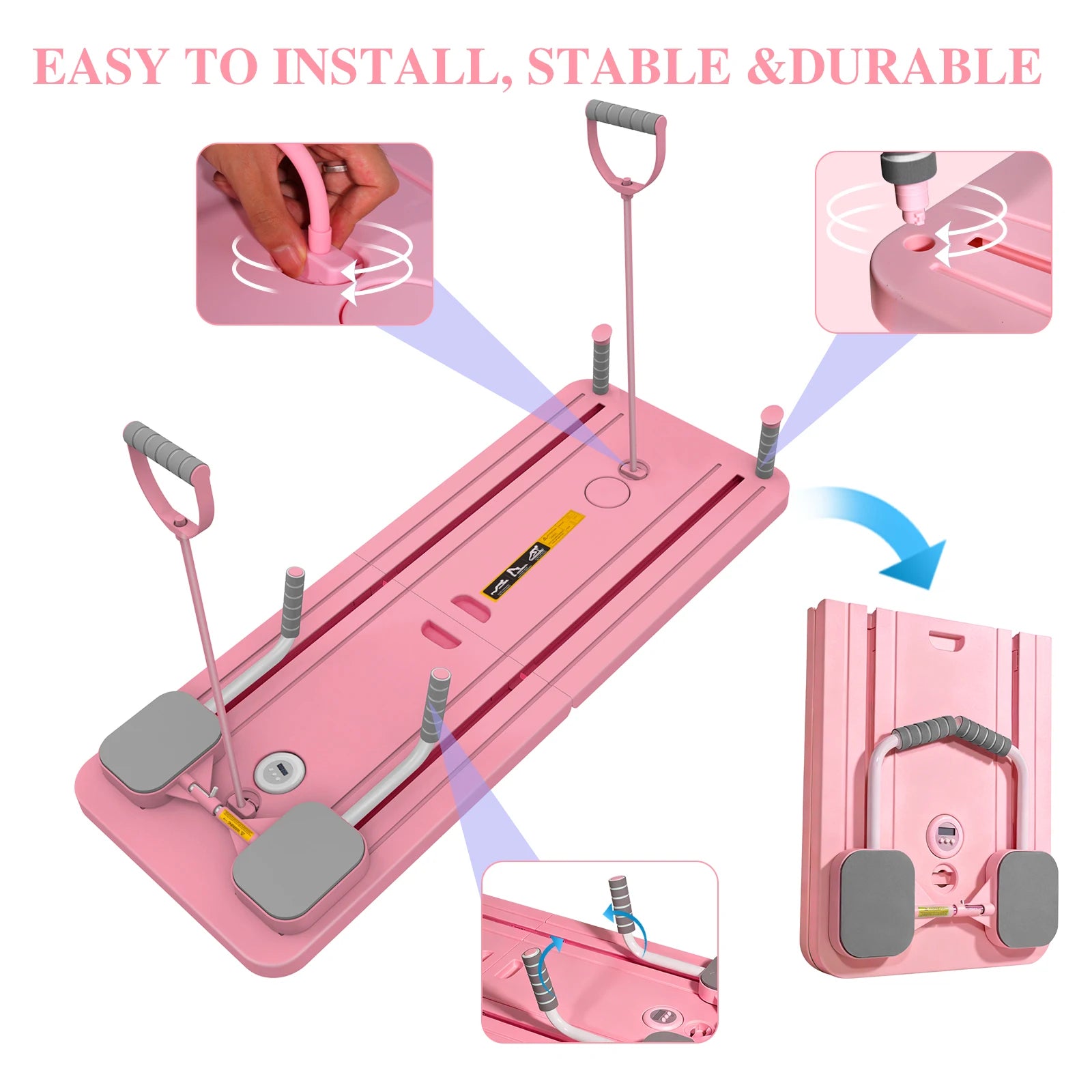 Planche Pilates Pliable Multifonctionnelle – Abdominaux, Gainage & Pompes avec Rebond Automatique