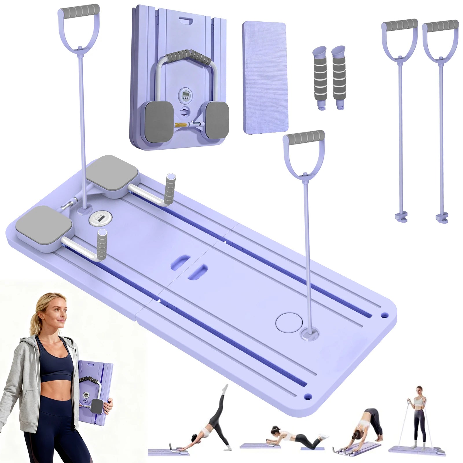 Planche Pilates Pliable Multifonctionnelle – Abdominaux, Gainage & Pompes avec Rebond Automatique
