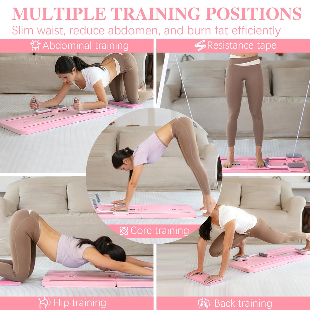 Planche Pilates Pliable Multifonctionnelle – Abdominaux, Gainage & Pompes avec Rebond Automatique