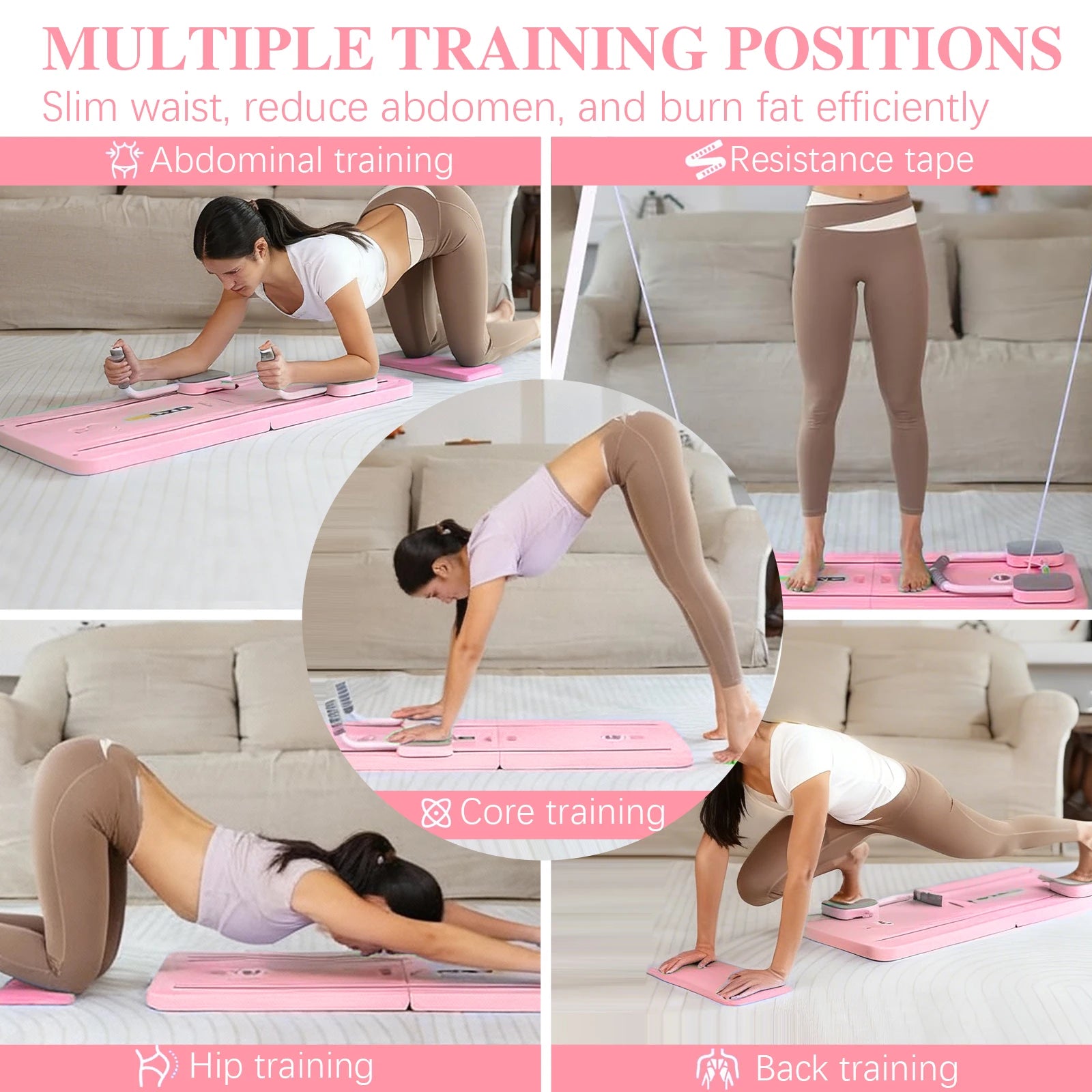 Planche Pilates Pliable Multifonctionnelle – Abdominaux, Gainage & Pompes avec Rebond Automatique