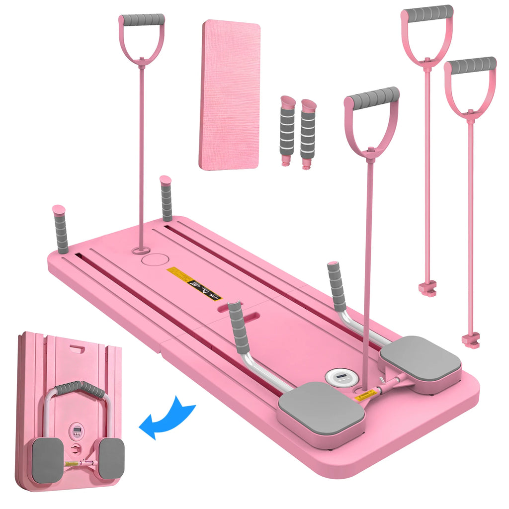Planche Pilates Pliable Multifonctionnelle – Abdominaux, Gainage & Pompes avec Rebond Automatique