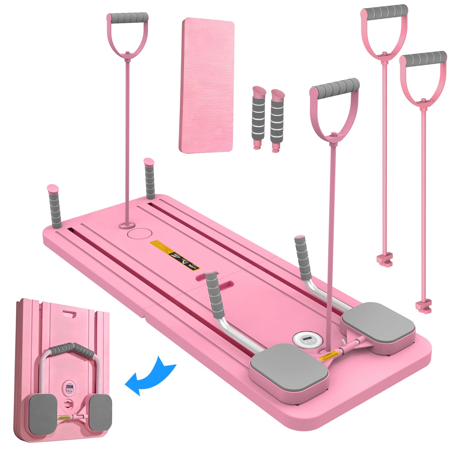 Planche Pilates Pliable Multifonctionnelle – Abdominaux, Gainage & Pompes avec Rebond Automatique
