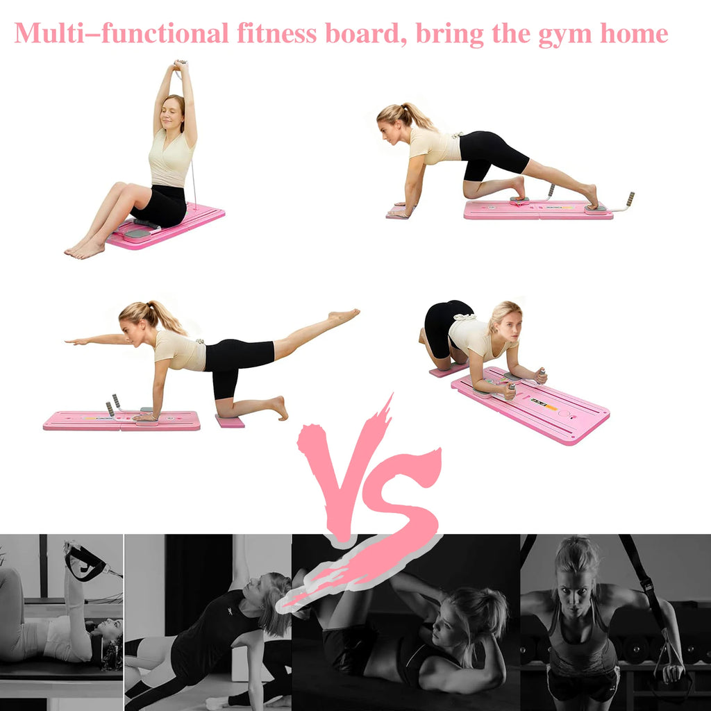 Planche Pilates Pliable Multifonctionnelle – Abdominaux, Gainage & Pompes avec Rebond Automatique