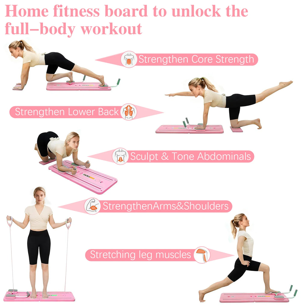 Planche Pilates Pliable Multifonctionnelle – Abdominaux, Gainage & Pompes avec Rebond Automatique