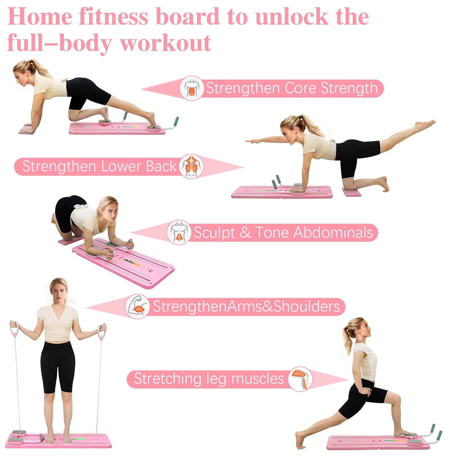 Planche Pilates Pliable Multifonctionnelle – Abdominaux, Gainage & Pompes avec Rebond Automatique