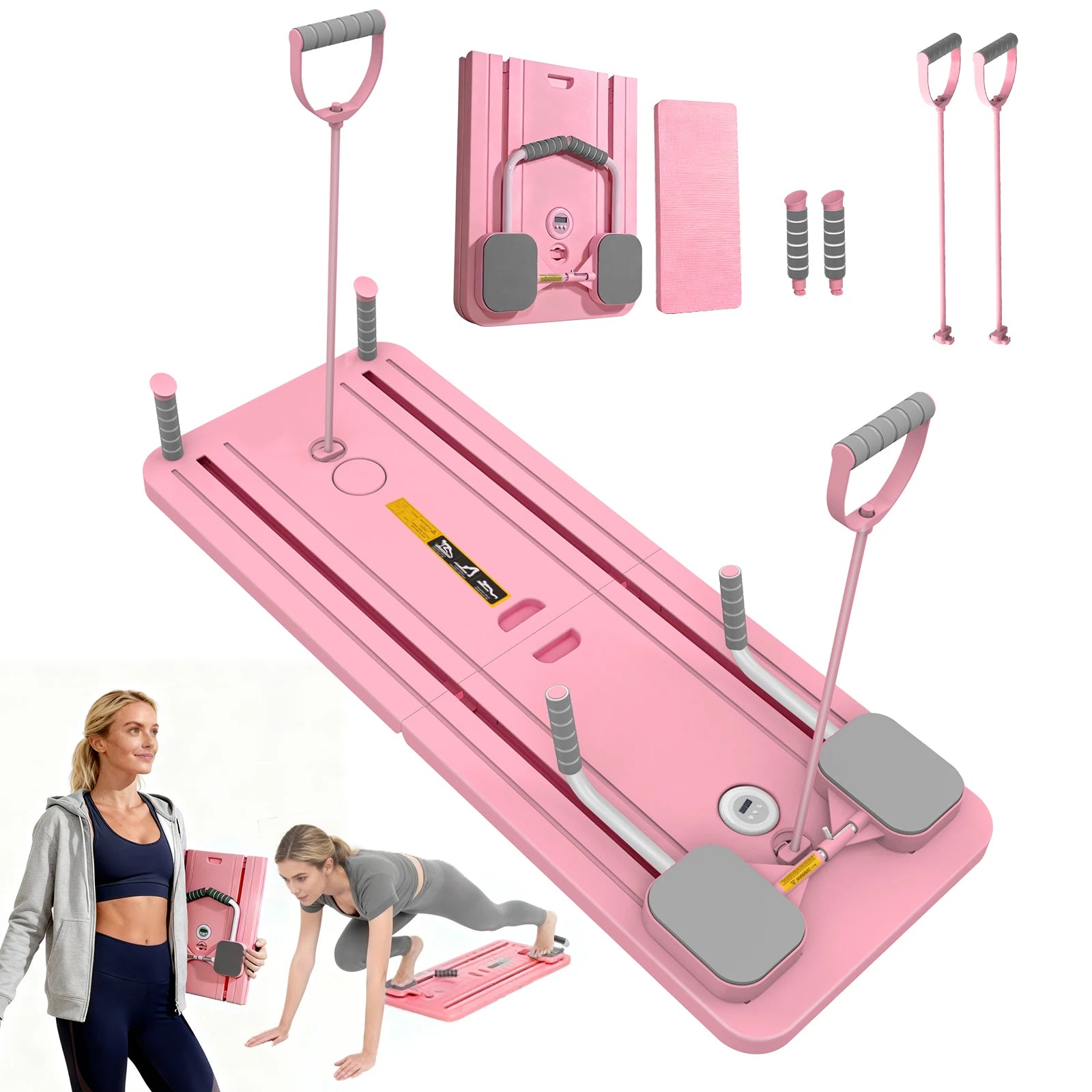 Planche Pilates Pliable Multifonctionnelle – Abdominaux, Gainage & Pompes avec Rebond Automatique