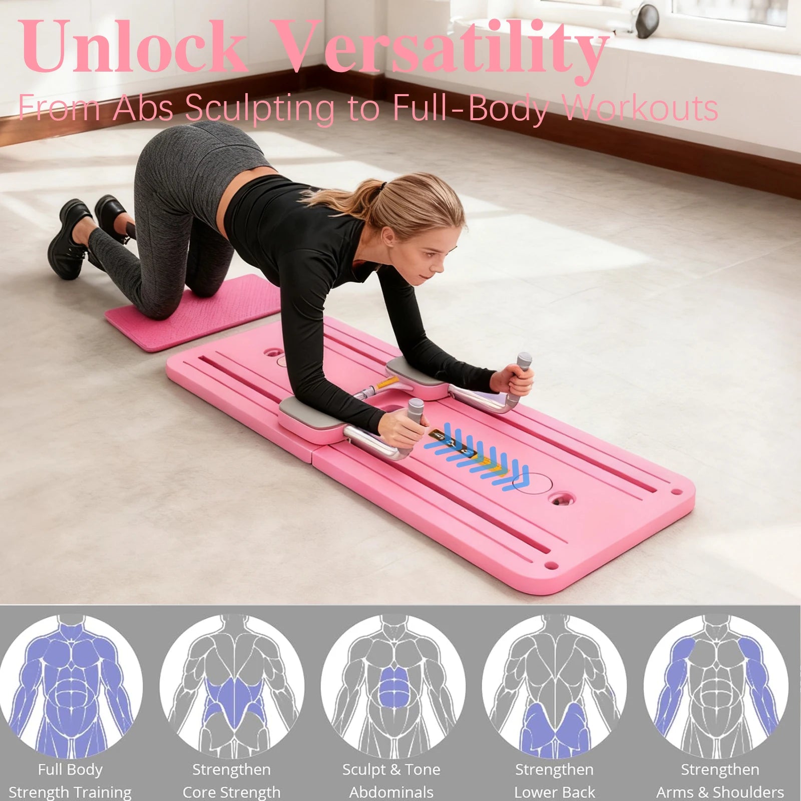 Planche Pilates Pliable Multifonctionnelle – Abdominaux, Gainage & Pompes avec Rebond Automatique