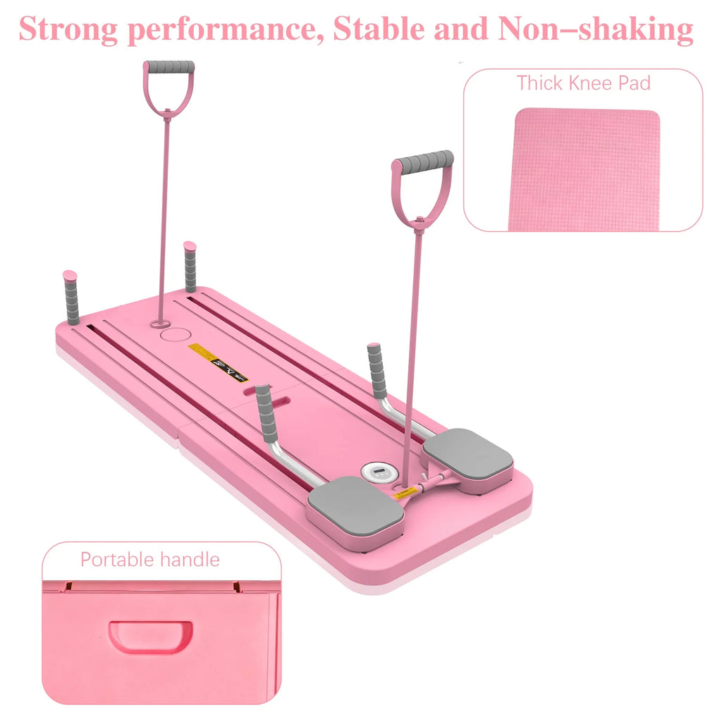 Planche Pilates Pliable Multifonctionnelle – Abdominaux, Gainage & Pompes avec Rebond Automatique