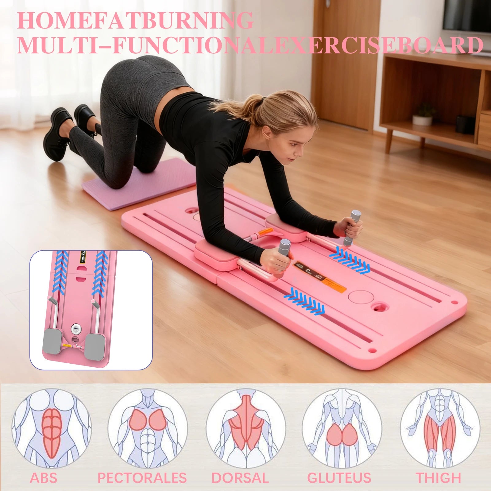 Planche Pilates Pliable Multifonctionnelle – Abdominaux, Gainage & Pompes avec Rebond Automatique