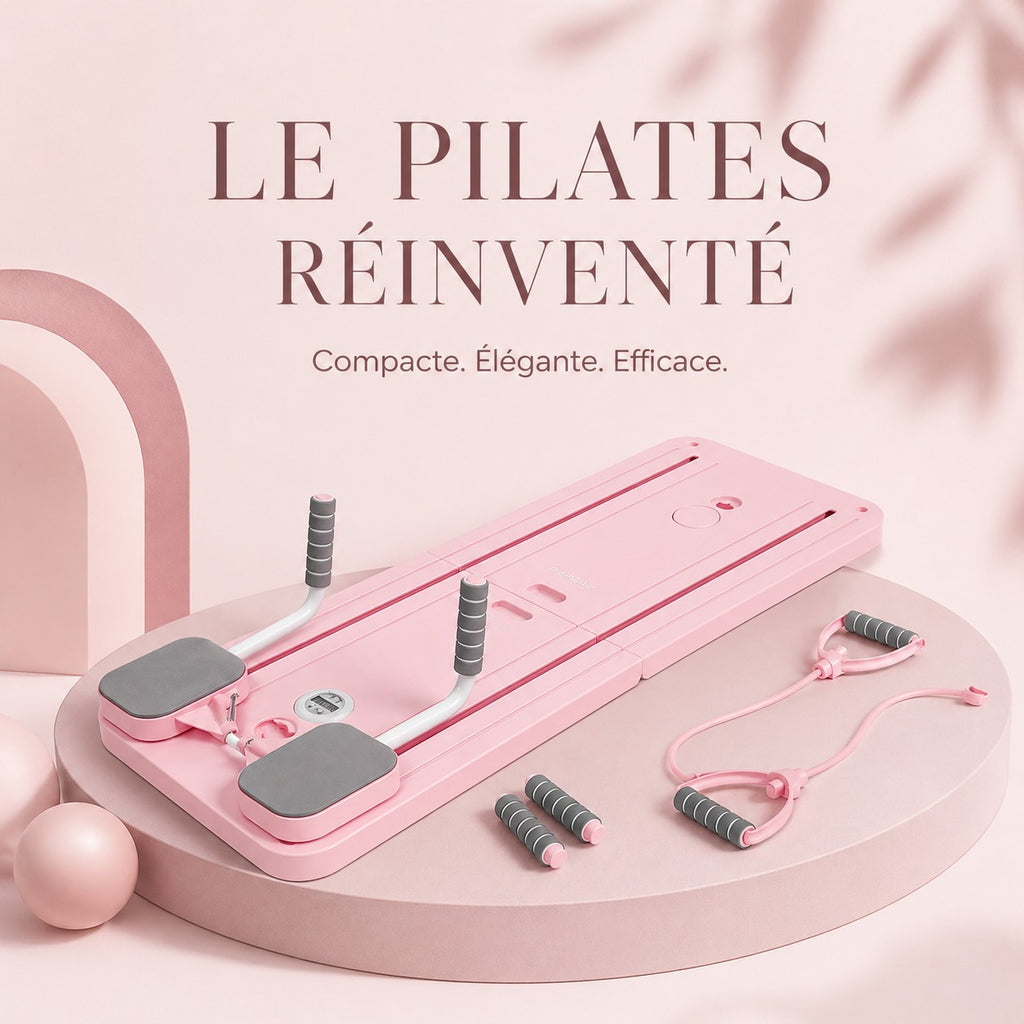 Planche Pilates Pliable Multifonctionnelle – Abdominaux, Gainage & Pompes avec Rebond Automatique